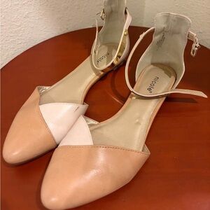 Nicole Women's Blush and Cream Ankle Strap Flats
